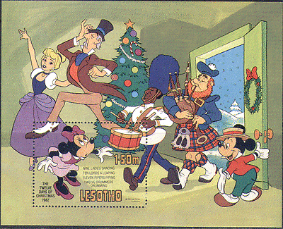 Lesotho 1982 Christmas / Disney / Dancing m / s ref:n14469