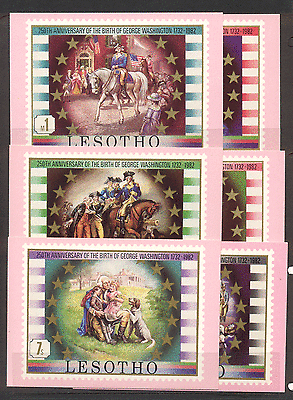 Lesotho 1982 WASHINGTON / Horses / Dog postcards (6)(a10)