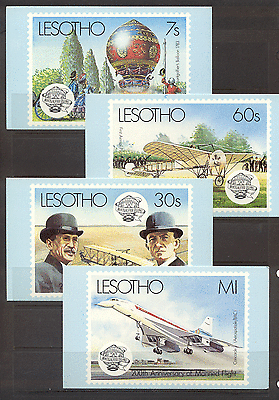 Lesotho 1983 CONCORDE / Aviation / Flight postcards(a1)