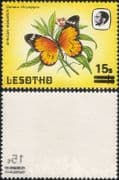 Lesotho 1984 (1986) Butterflies 15s on 1s surcharge SET OFF ERROR 1v (b2391k)