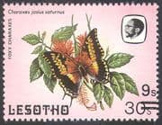 Lesotho 1984 (1986 issue) Butterflies/ Butterfly/ Insects/ Nature 9s on 30s surcharge with SHORT BARS 1v (b2391b)