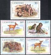 Lesotho 1984 Baboons/ Eland/ Jackal/ Hare/ Antelopes/ Animals/ Nature 5v set (n17727)