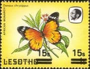 Lesotho 1984 Butterflies 15s on 1s surcharge DOUBLE/ MISREGISTER/ SET OFF ERROR 1v (b2391n)
