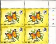 Lesotho 1984 Butterflies 15s on 1s surcharge MISREGISTER ERROR 4 x 1v Control blk (b2391e)