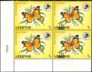 Lesotho 1984 Butterflies 15s on 1s surcharge MISREGISTER MISSING ERROR 4 x 1v blk (b2391r)