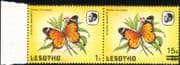 Lesotho 1984 Butterflies 15s on 1s surcharge MISSING SURCHARGE ERROR 2 x 1v pr pair (b2391p)
