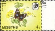 Lesotho 1984 Butterflies 20s on 4s misplaced surcharge ERROR/ Nature 1v (b3691q)