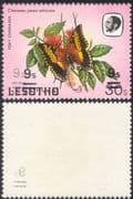 Lesotho 1984 Butterflies/ 9s on 30s Triple (3) surcharge + reverse offset ERROR 1v (b2765n)