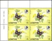 Lesotho 1984 Butterflies/ Butterfly/ Insects/ Nature/ 20s on 4s Surcharge/FAINT print variety/ error 4v blk (b3690d)