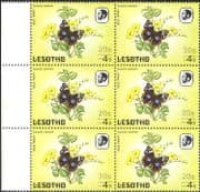 Lesotho 1984 Butterflies/ Butterfly/ Insects/ Nature/ 20s on 4s Surcharge/ FAINT print variety/ error 6 x 1v blk (b3690g)
