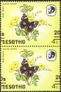 Lesotho 1984 Butterflies/ Butterfly/ Insects/ Nature/ 20s on 4s Surcharge/ Misplaced ERROR 2 x 1v pair (2v pr) (b3690j)