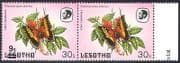 Lesotho 1984 Butterflies / Missing and Misplaced Surcharge ERROR 2v pair (b3691)