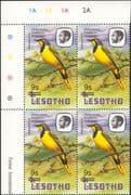 Lesotho 1986 BIRDS/ Nature/ Bokmakierie/ Reprint 9s on 5s Surcharge 4 x 1v c/b (a21)