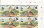 Lesotho 1986 Hoopoe 35s on 75s (1981 imprint) Value under Bars/ Birds/ Surcharges 4v c/b (n22438a)
