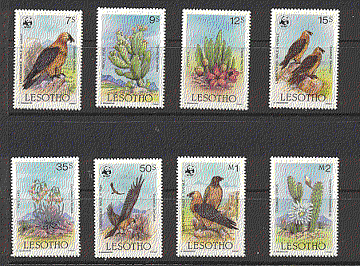Lesotho 1986 WWF Flora / Fauna / Raptor / Cacti / Bird 8v b3275