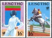 Lesotho 1988 Olympic Games/ FLAG ERROR/ Fencing/ Horse Jumping/ Sports 2v (b4473)