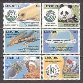 Lesotho 1993 Zeppelin  /  Panda  /  Space  /  Aviation 6v  (n14064)
