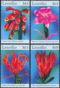 Lesotho 2000  Flowers of Africa/ Lily/ Crinum/ Clivia/ Plants/ Nature  4v set  (n18761)