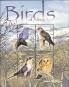 Lesotho 2004 Owl/ Cuckoo/ Roller/ Birds of Africa/ Nature/ Wildlife/ Raptors 4v m/s (b578a)