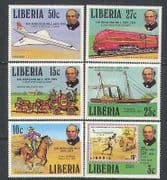 Liberia 1979 Hill / Transport / Train / Plane / Ship 6v set (n24582)