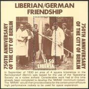 Liberia 1987 Berlin 750th Anniversary/ Rocket/ Space/ Science/ Scientists/ People 1v m/s (n41559)