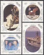 Liberia 1989 Apollo 11/ Moon Landing/ Astronauts/ Eagle/ Space/ Rescue Ship/ Navy/ People/ History 4v set (n10572)