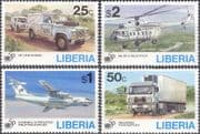 Liberia 1995 UN 40th Anniversary/ Helicopter/ Planes/ Trucks/ Aircraft/ Transport 4v set (n46332)