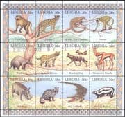 Liberia 1997 Baboon/ Leopard/ Crocodile/ Monkey/ Hyena/ Aardvark/ Animals/ Nature/ Conservation 12v sht (b2120a)