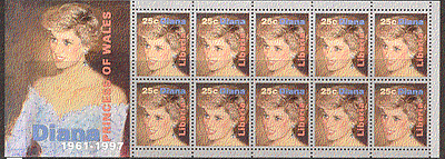 Liberia 1997 Diana, Princess of Wale 10v pane b1178