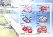 Liberia 2001 Flowers of the Tropics/ Plants/ Nature/ Orchids/ Lilies 6v m/s (b9427d)
