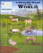 Liberia 2001 Wildlife Atlas/ Rabbit/ Fox/ Bear/ Sheep/ Elk/ Deer/ Animals/ Nature 6v sht (n15229)