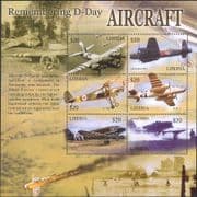 Liberia 2004 D-Day/ Planes/Aviation/ Aircraft/ WWII/ Military/ War 6v m/s (b6208b)