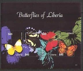 Liberia 2007 Butterflies  /  Insects  /  Nature 4v sht (n26401)