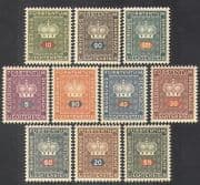 Liechtenstein 1950 Crown / Official Stamps / Officials 10v set (n37739)