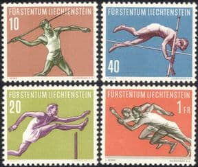 Liechtenstein 1956 Javelin/ Pole Vault/ Hurdles/ Running/ Athletics/ Sports/ Games 4v set (n44775)