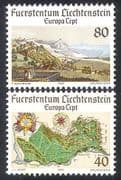 Liechtenstein 1977 Europa / Mountains / Map / Vaduz / Landscapes 2v set (n38639)