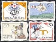 Liechtenstein 1992 Greetings / Clown / Postman / Music / Heart / Love / Animation 4v n40879