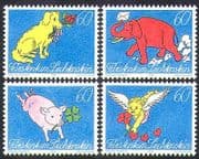 Liechtenstein 1994 Greetings / Dogs / Pigs / Elephants / Ani,als / Animation 4v set n38493