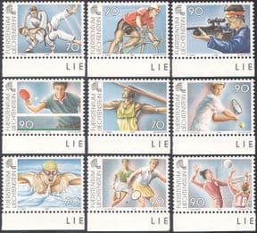 Liechtenstein 1999 Judo/ Cycling/ Shooting/ Volleyball/ Table Tennis/ Bikes/ Bicycles/ Games/ Sports 9v set (n42317)