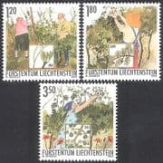 Liechtenstein 2003 Wine / Grapes / Fruit / Plants / Nature / Seasons / Food 3v set (n39812)