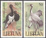 Lithuania 1991 Storks/ Cranes/ Endangered Birds/ Red Book/ Conservation/ Environment 2v set (n21070)