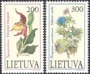 Lithuania 1992 Slipper Orchid/ Sea Holly/ Flowers/ Orchids/ Endangered Plants 2v set n30855