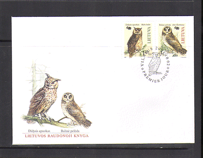 Lithuania 2004 Red Book / OWLS 2v FDC ref:n13047