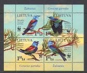 Lithuania 2008 WWF / Birds / Eurasian Roller 4v m / s n21069