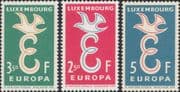 Luxembourg 1958 Europa/ "E" and Dove Design/ Birds/ Animation 3v set (ex1138)
