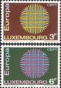 Luxembourg 1970 Europa/ CEPT/ Communications/ "Flaming Sun" Design 2v set (ex1128)