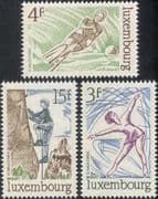 Luxembourg 1975 Ice Skating/ Rock Climbing/ Mountain Climber/ Water Skiing/ Sports/ Games/ Skater 3v set (lu10102)
