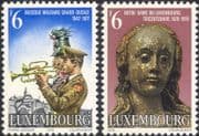 Luxembourg 1977 Statue/ Saint/ Music/ Trumpet/ Military Band/ Uniforms/ Soldiers 2v set (n46102)