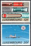 Luxembourg 1988 Train/ Truck/ Lorry/ Barge/ Boat/ Plane/ Aircraft/ Railways/ Aviation/ Transport 2v set (n42420)