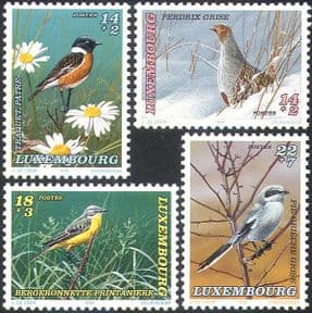 Luxembourg 1994 Welfare Fund/ Partridge/ Shrike/ Wagtail/ Stonechat/ Birds /Nature 4v set (n21182)
